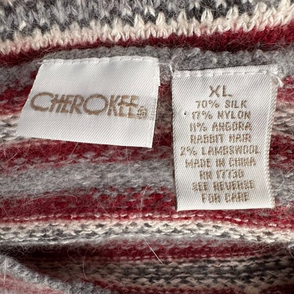 Vtg Cherokee Silk Sweater‎ Womens XL Fair Isle Angora SOFT Crew Neck Fuzzy - Picture 3 of 6